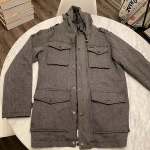 Empyre Men's Lg 6 Pocket Coat- Gry/Blk Herringbone